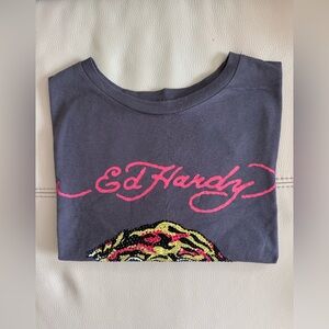 Ed Hardy Unisex - Dark Gray with Pink and Yellow Accents
Size: Medium